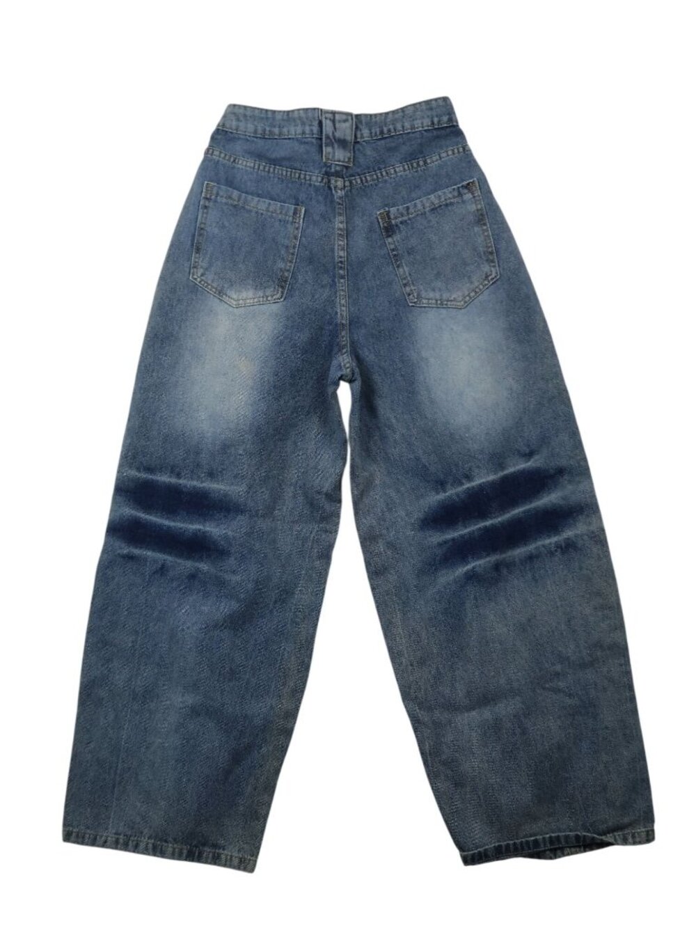 ✨3/$30 XS Barrel Leg Wide Vintage Wash Denim Jeans High Rise - Picture 5 of 6